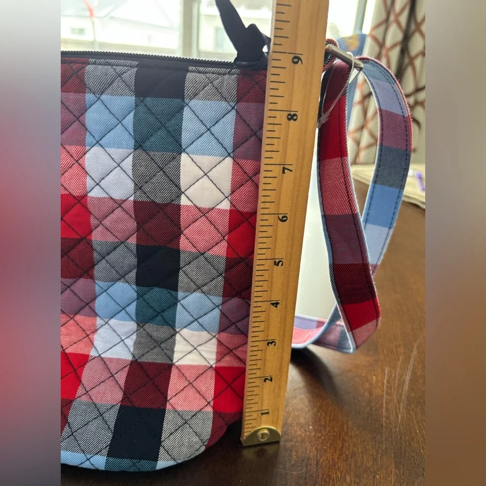 Vera Bradley Patriotic Plaid Bucket Crossbody Bag Quilted Adjustable Retired - Picture 10 of 12